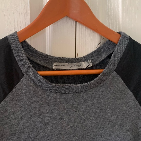 Heather Grey top with black semi-transparent arms - Picture 2 of 4